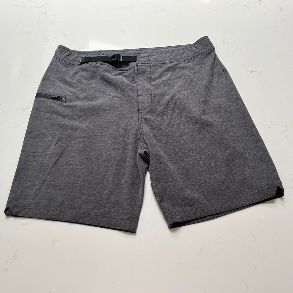 Prana Mens 34 Hybrid Zion Board Hiking Shorts Grey Cinch Belt Hiking Swim